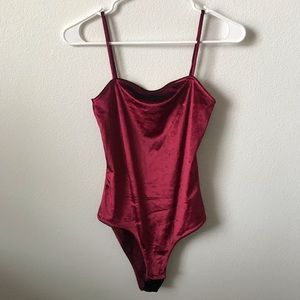 Topshop Velvet Bodysuit (Wine)